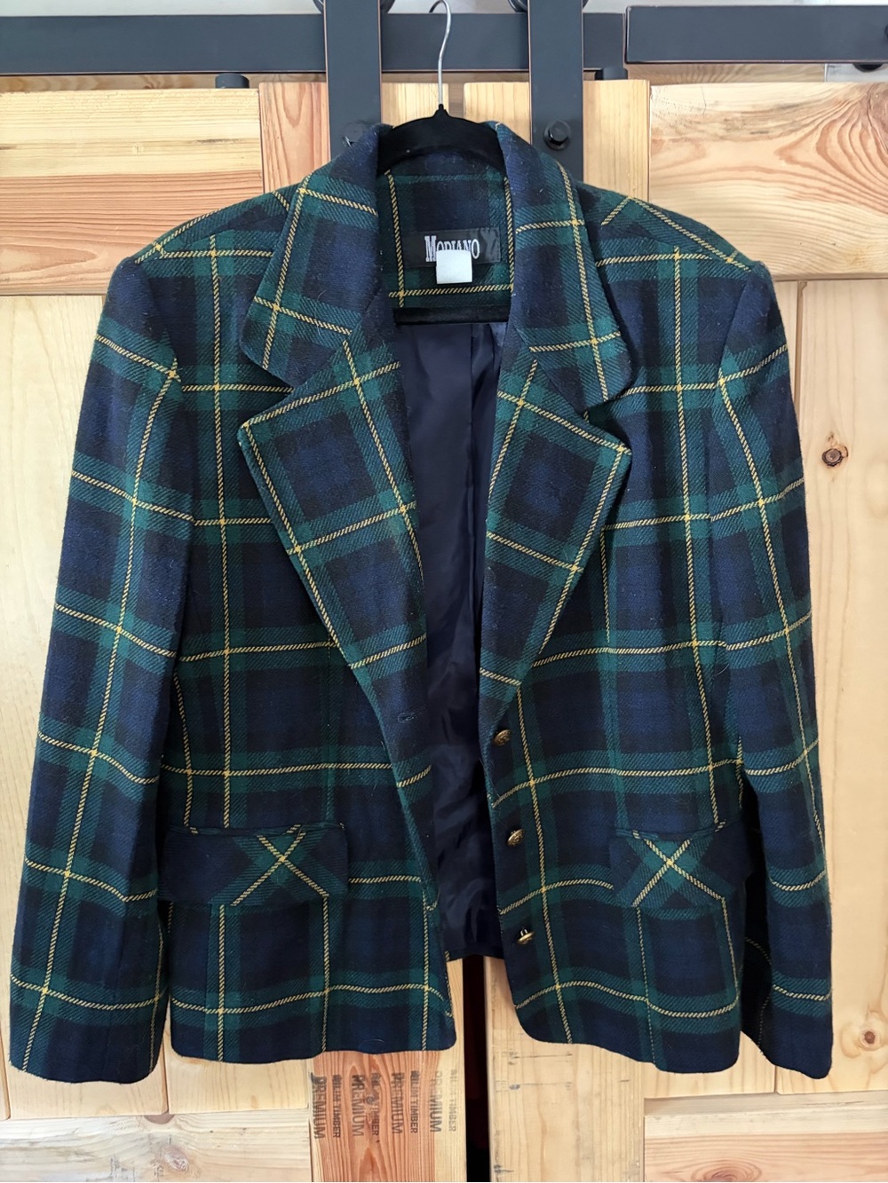 Modiano Women’s Size 14 Vintage Tartan Plaid Green Navy Academia Equestrian Prep